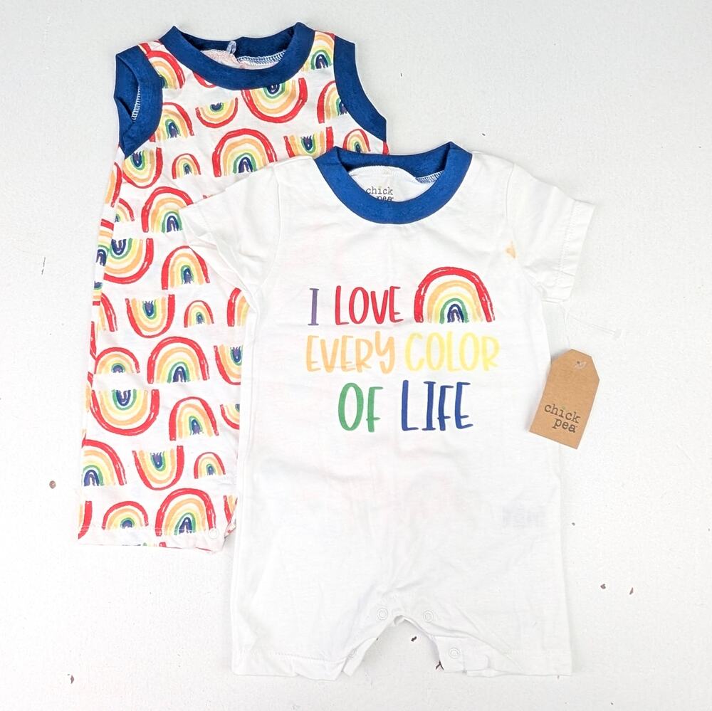 Chickpea Infant 6-9 Months 2 PK Rainbow Rompers